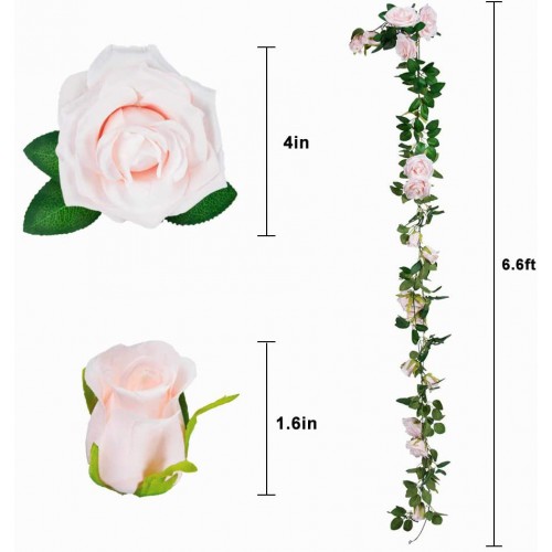 2 Pack Artificial Hanging Plants Flower Rose Vine Silk Garland Hanging Ivy  Vine Basket Plant For Home Party Wedding Arch Garden Wall Decor (white)